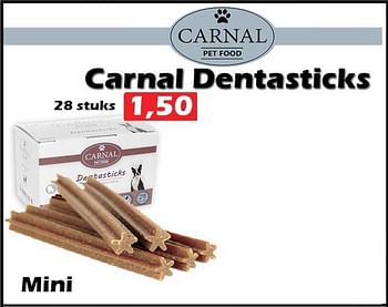 Promoties Carnal dentasticks mini - Carnal - Geldig van 29/09/2022 tot 23/10/2022 bij Itek