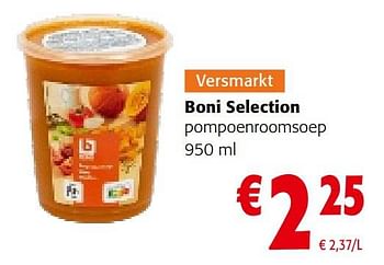Promoties Boni selection pompoenroomsoep - Boni - Geldig van 05/10/2022 tot 18/10/2022 bij Colruyt