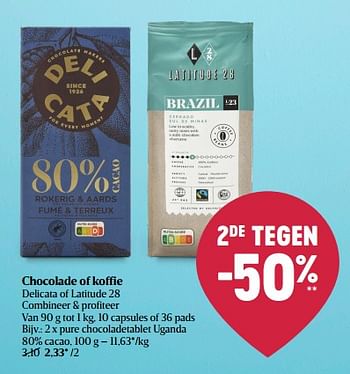 Promoties Pure chocoladetablet uganda 80% cacao - Delicata - Geldig van 06/10/2022 tot 12/10/2022 bij Delhaize