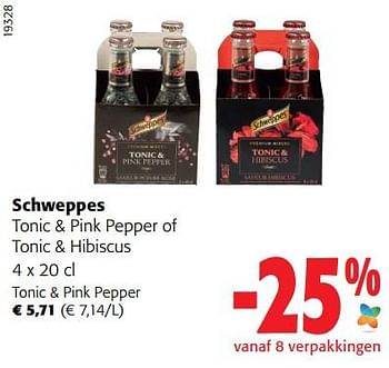 Promoties Schweppes tonic + pink pepper - Schweppes - Geldig van 05/10/2022 tot 18/10/2022 bij Colruyt