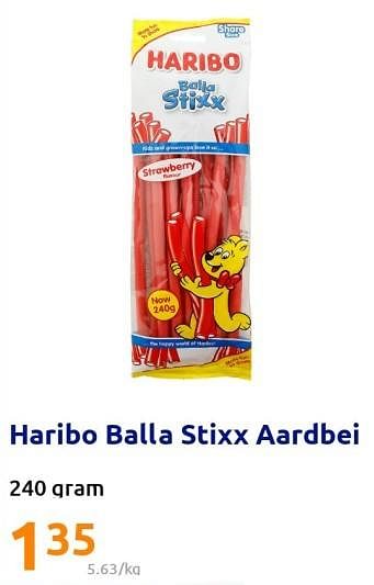 Promoties Haribo balla stixx aardbei - Haribo - Geldig van 05/10/2022 tot 11/10/2022 bij Action