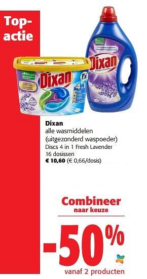 Promoties Dixan discs 4 in 1 fresh lavender - Dixan - Geldig van 05/10/2022 tot 18/10/2022 bij Colruyt