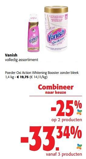 Promoties Vanish poeder oxi action whitening booster zonder bleek - Vanish - Geldig van 05/10/2022 tot 18/10/2022 bij Colruyt