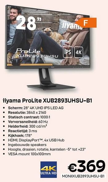 Promoties Iiyama prolite xub2893uhsu-b1 - Iiyama - Geldig van 01/10/2022 tot 31/10/2022 bij Compudeals