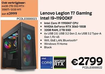 Promoties Lenovo legion t7 gaming intel i9-11900kf - Lenovo - Geldig van 01/10/2022 tot 31/10/2022 bij Compudeals