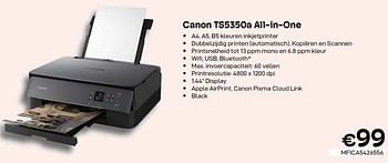 Promoties Canon ts5350a all-in-one - Canon - Geldig van 01/10/2022 tot 31/10/2022 bij Compudeals