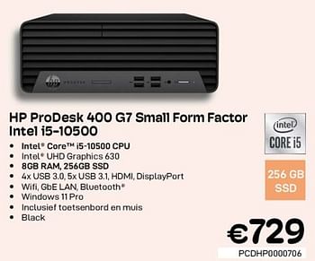 Promoties Hp prodesk 400 g7 small form factor intel i5-10500 - HP - Geldig van 01/10/2022 tot 31/10/2022 bij Compudeals