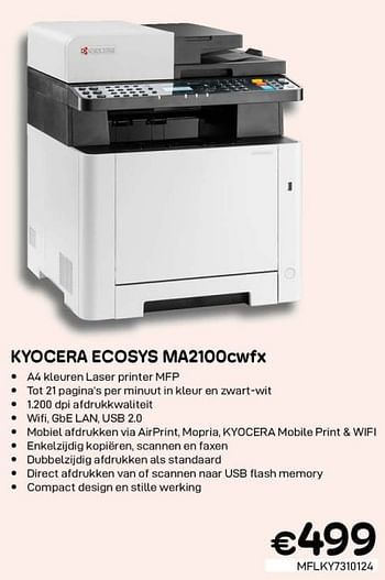Promoties Kyocera ecosys ma2100cwfx - Kyocera - Geldig van 01/10/2022 tot 31/10/2022 bij Compudeals