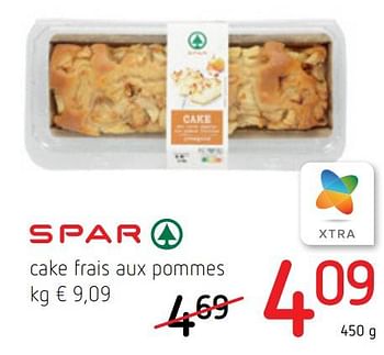 Promotions Cake frais aux pommes - Spar - Valide de 06/10/2022 à 19/10/2022 chez Spar (Colruytgroup)