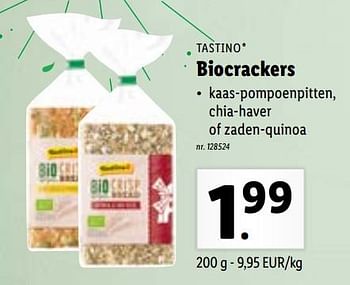 Promoties Biocrackers - Tastino - Geldig van 17/10/2022 tot 22/10/2022 bij Lidl