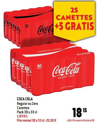 Promotions Coca cola regular ou zero - Coca Cola - Valide de 05/10/2022 à 11/10/2022 chez Match