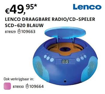 Promoties Lenco draagbare radio-cd-speler scd-620 blauw - Lenco - Geldig van 20/10/2022 tot 06/12/2022 bij Dreamland