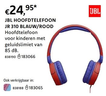 Promoties Jbl hoofdtelefoon jr 310 blauw-rood - JBL - Geldig van 20/10/2022 tot 06/12/2022 bij Dreamland