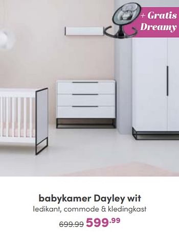 Promotions Babykamer dayley wit - Produit Maison - Baby & Tiener Megastore - Valide de 09/10/2022 à 18/10/2022 chez Baby & Tiener Megastore