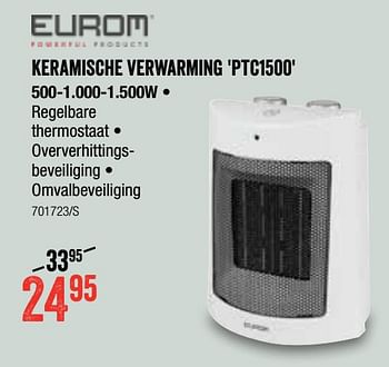 Promoties Eurom keramische verwarming ptc1500 - Eurom - Geldig van 29/09/2022 tot 16/10/2022 bij HandyHome