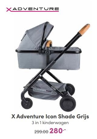 Promoties X adventure icon shade grijs 3 in 1 kinderwagen - Xadventure - Geldig van 09/10/2022 tot 18/10/2022 bij Baby & Tiener Megastore