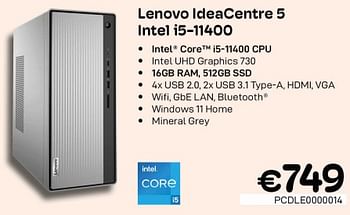 Promotions Lenovo ideacentre 5 intel i5-11400 - Lenovo - Valide de 01/10/2022 à 31/10/2022 chez Compudeals