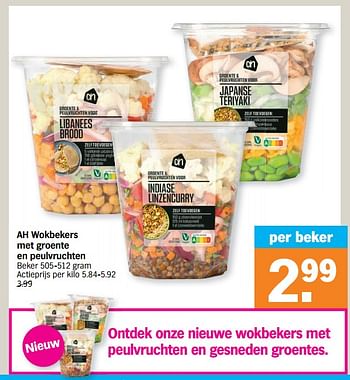 Promoties Ah wokbekers met groente en peulvruchten - Huismerk - Albert Heijn - Geldig van 10/10/2022 tot 16/10/2022 bij Albert Heijn