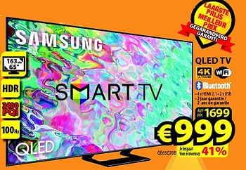 Promoties Samsung qled tv qe65q70b - Samsung - Geldig van 12/10/2022 tot 19/10/2022 bij ElectroStock