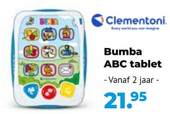 Promoties Bumba abc tablet - Clementoni - Geldig van 10/10/2022 tot 06/12/2022 bij Multi Bazar