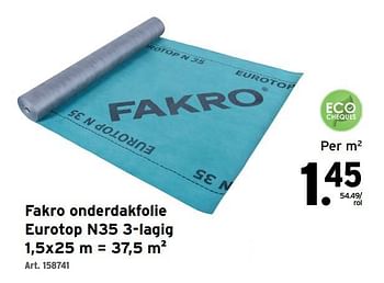 Promoties Fakro onderdakfolie eurotop n35 3-lagig - Fakro - Geldig van 10/10/2022 tot 08/11/2022 bij Gamma