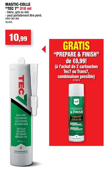 Promotions Mastic-colle tec 7 - Tec 7 - Valide de 12/10/2022 à 16/10/2022 chez Hubo