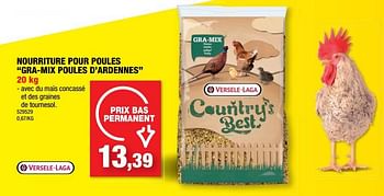 Promotions Nourriture pour poules gra-mix poules d’ardennes - Versele-Laga - Valide de 12/10/2022 à 16/10/2022 chez Hubo