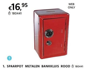 Promoties Spaarpot metalen bankkluis rood - Huismerk - Dreamland - Geldig van 20/10/2022 tot 06/12/2022 bij Dreamland