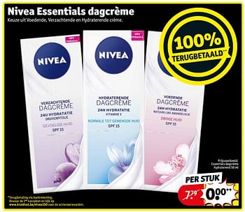 Promoties Essentials dagcrème hydraterend - Nivea - Geldig van 11/10/2022 tot 23/11/2022 bij Kruidvat