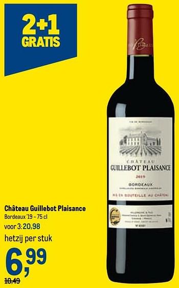 Promoties Château guillebot plaisance bordeaux - Rode wijnen - Geldig van 19/10/2022 tot 01/11/2022 bij Makro