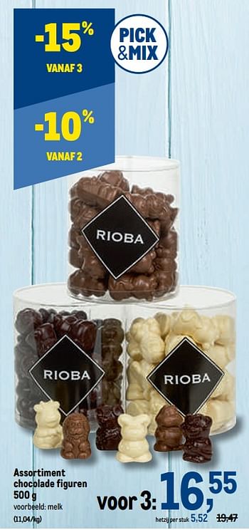 Promoties Chocolade figuren melk - Rioba - Geldig van 19/10/2022 tot 01/11/2022 bij Makro
