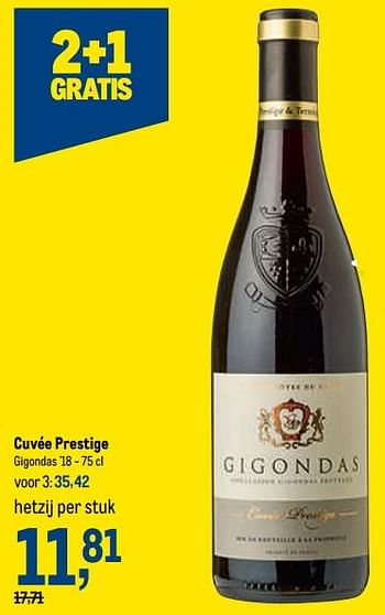 Promotions Cuvée prestige gigondas - Vins rouges - Valide de 19/10/2022 à 01/11/2022 chez Makro