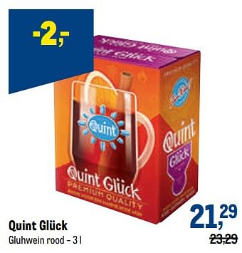 Promoties Quint glück gluhwein rood - Quint - Geldig van 19/10/2022 tot 01/11/2022 bij Makro