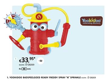 Promoties Yookidoo badspeelgoed ready freddy spray ‘n’ sprinkle - Yookidoo - Geldig van 20/10/2022 tot 06/12/2022 bij Dreamland