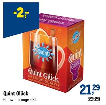 Promotions Quint glück gluhwein rouge - Quint - Valide de 19/10/2022 à 01/11/2022 chez Makro
