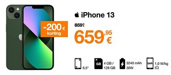Promoties Apple iphone 13 - Apple - Geldig van 13/10/2022 tot 31/10/2022 bij Orange