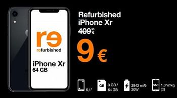 Promoties Apple refurbished iphone xr - Apple - Geldig van 13/10/2022 tot 31/10/2022 bij Orange