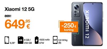Promoties Xiaomi 12 5g - Xiaomi - Geldig van 13/10/2022 tot 31/10/2022 bij Orange