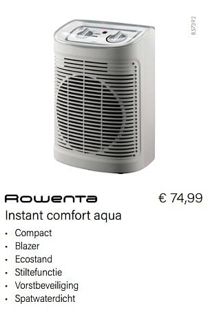 Promoties Rowenta instant comfort aqua - Rowenta - Geldig van 11/10/2022 tot 31/12/2022 bij Multi Bazar