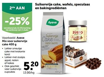 Promoties Aveve mix voor suikervrije cake - Huismerk - Aveve - Geldig van 17/10/2022 tot 29/10/2022 bij Aveve