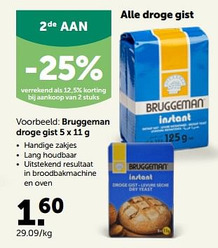 Promotions Bruggeman droge gist - Bruggeman - Valide de 17/10/2022 à 29/10/2022 chez Aveve
