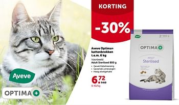 Promoties Aveve optima+ kattenbrokken adult sterilised - Huismerk - Aveve - Geldig van 17/10/2022 tot 29/10/2022 bij Aveve