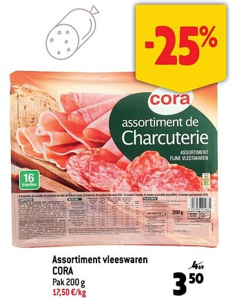 Promoties Assortiment vleeswaren cora - Huismerk - Match - Geldig van 12/10/2022 tot 18/10/2022 bij Match