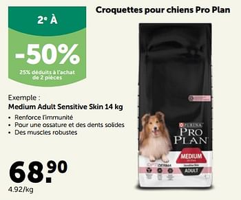 Promotions Croquettes pour chiens pro plan medium adult sensitive skin - Purina - Valide de 17/10/2022 à 29/10/2022 chez Aveve