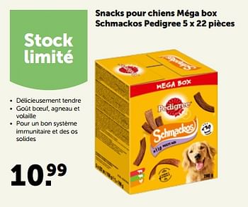 Promoties Snacks pour chiens méga box schmackos pedigree - Pedigree - Geldig van 17/10/2022 tot 29/10/2022 bij Aveve