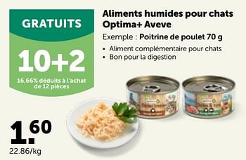 Promotions Aliments humides pour chats optima+ aveve poitrine de poulet - Produit maison - Aveve - Valide de 17/10/2022 à 29/10/2022 chez Aveve