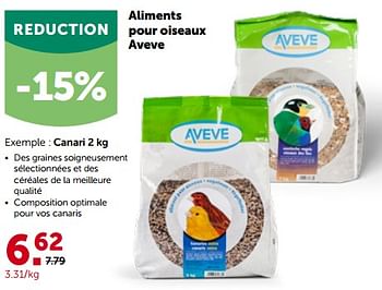 Promotions Aliments pour oiseaux aveve canari - Produit maison - Aveve - Valide de 17/10/2022 à 29/10/2022 chez Aveve