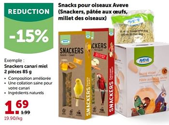 Promotions Aveve snackers canari miel - Produit maison - Aveve - Valide de 17/10/2022 à 29/10/2022 chez Aveve