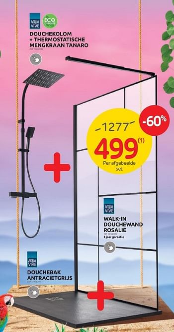 Promoties Douchekolom + thermostatische mengkraan tanaro - AQUA VIVE - Geldig van 19/10/2022 tot 24/10/2022 bij Brico