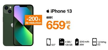 Promotions Apple iphone 13 - Apple - Valide de 13/10/2022 à 31/10/2022 chez Orange